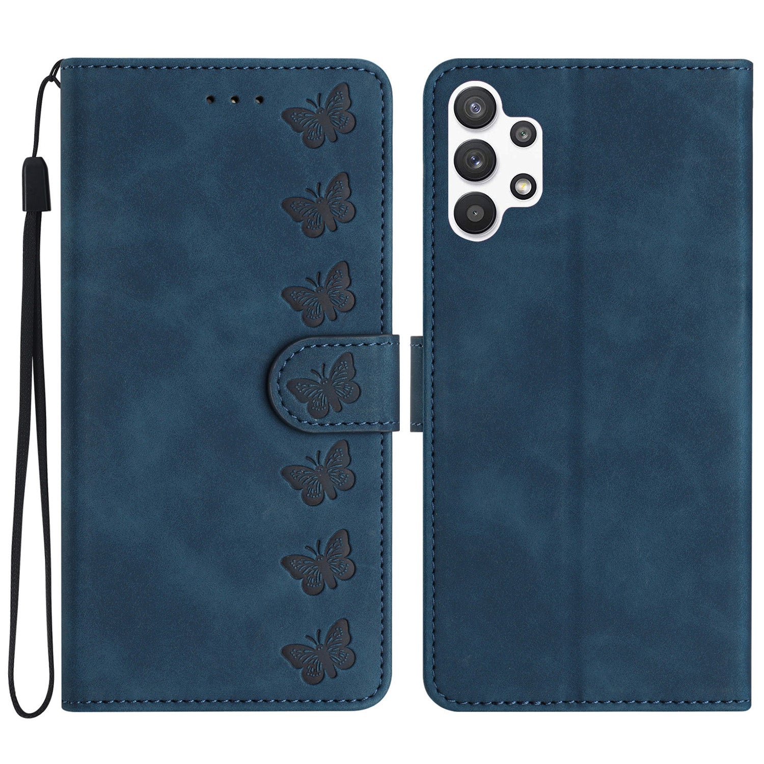 For Samsung Galaxy A32 5G / M32 5G Butterfly Imprinted Phone Case Leather Wallet Shockproof Shell with Stand For Samsung Galaxy A32 5G / M32 5G Butterfly Imprinted Phone Case Leather Wallet Shockproof Shell with Stand